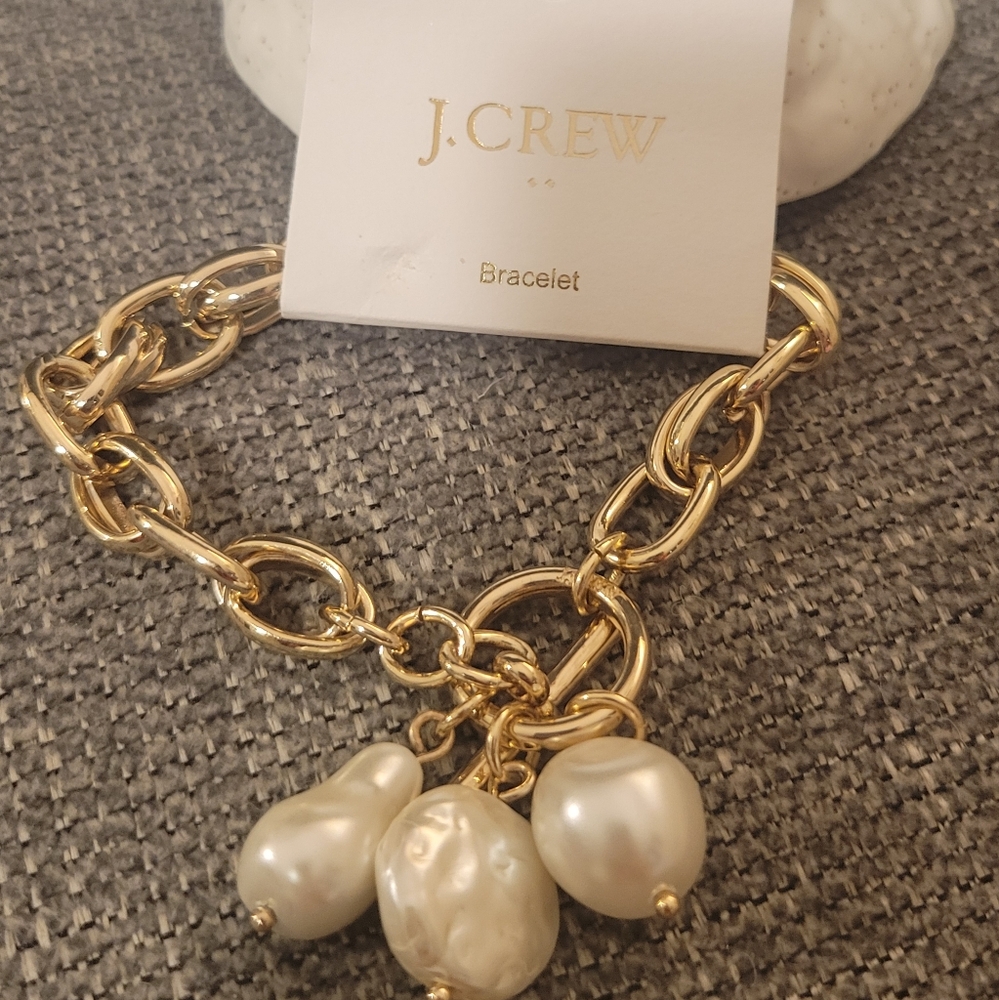 J. Crew Gold Bracelet with Pearl Charms